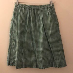 Green Gingham Midi Skirt